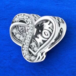 Sterling Silver Charm Mom' Infinity Heart Charm